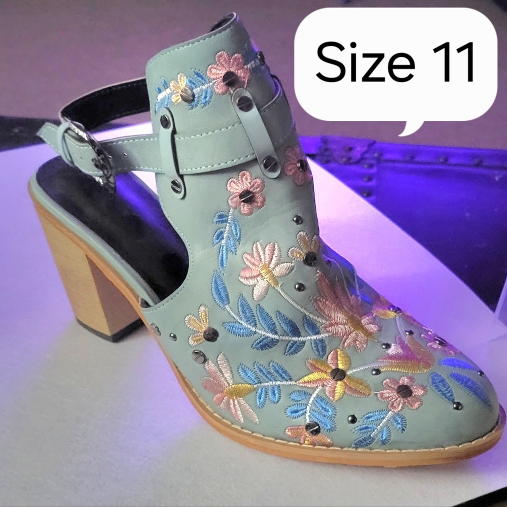 New Blue Floral Western Booties